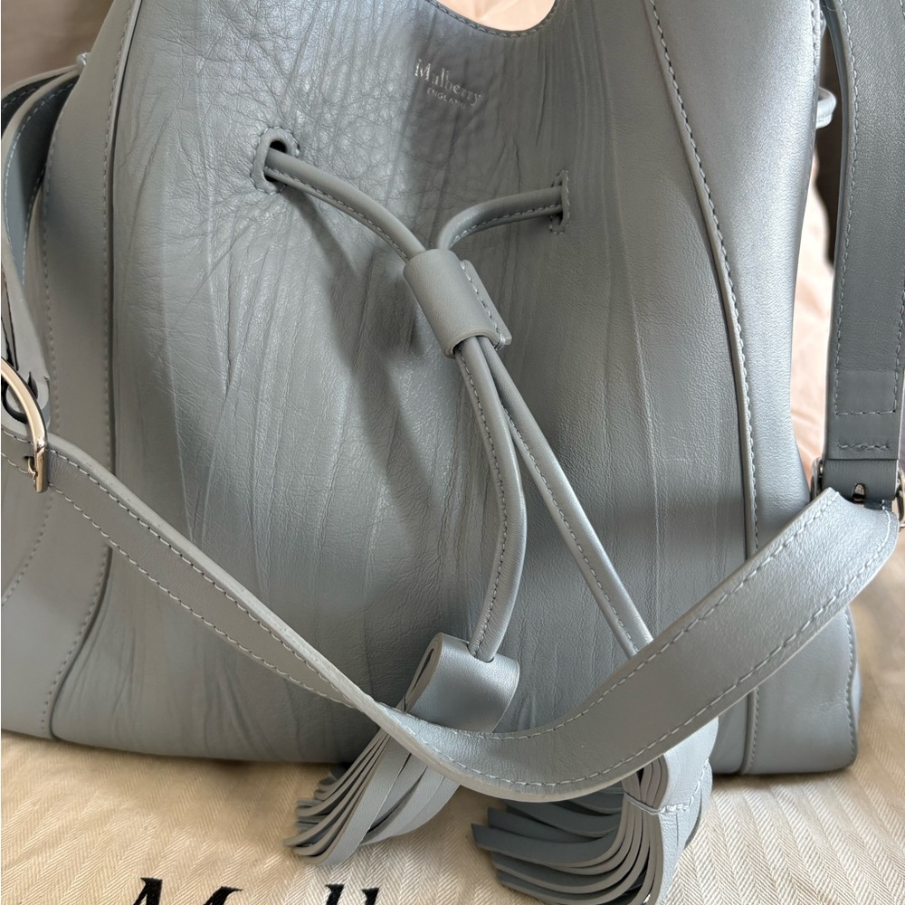 Mulberry Blue Grey Leather Millie Shoulder Bag